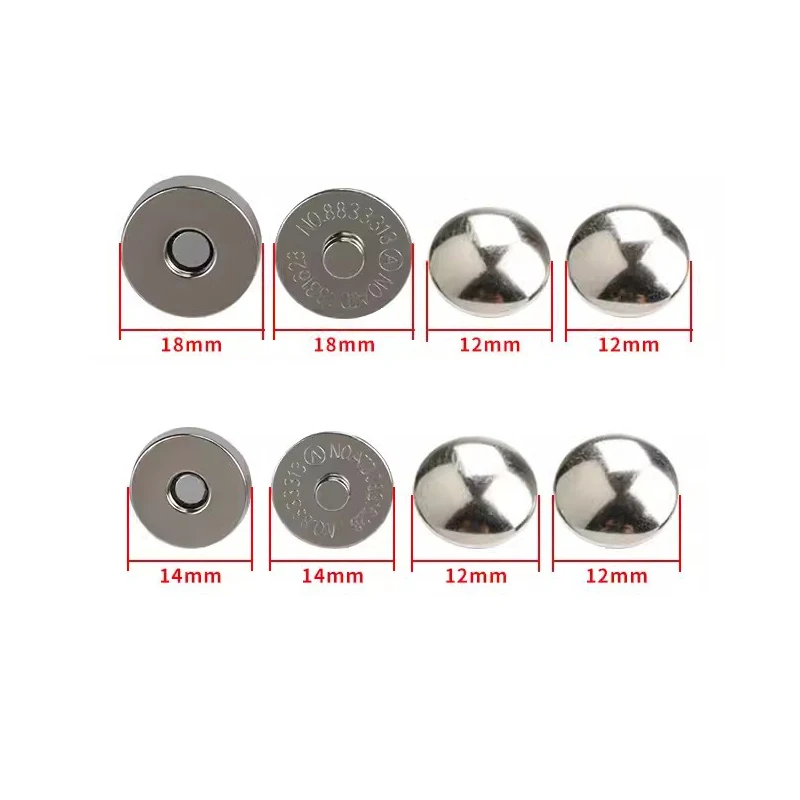 10 Sets Wallet Button Rivet 14 / 18 mm Bags Metal Snaps Environmental Clasps Thickening Magnetic Automatic Adsorption Buckle 2
