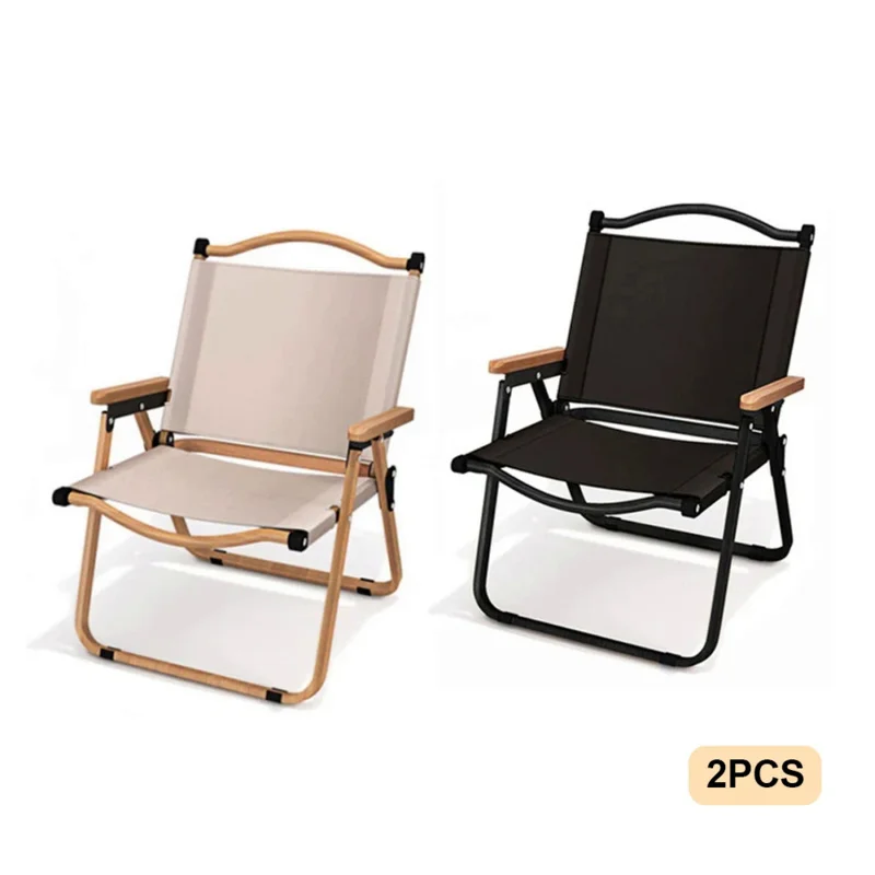 

【New】2Pcs Camping Outdoor Folding Armchair Kermit Armchair Picnic Trip Ultra-Light Beach Chair Aluminum Alloy Fishing Supplies