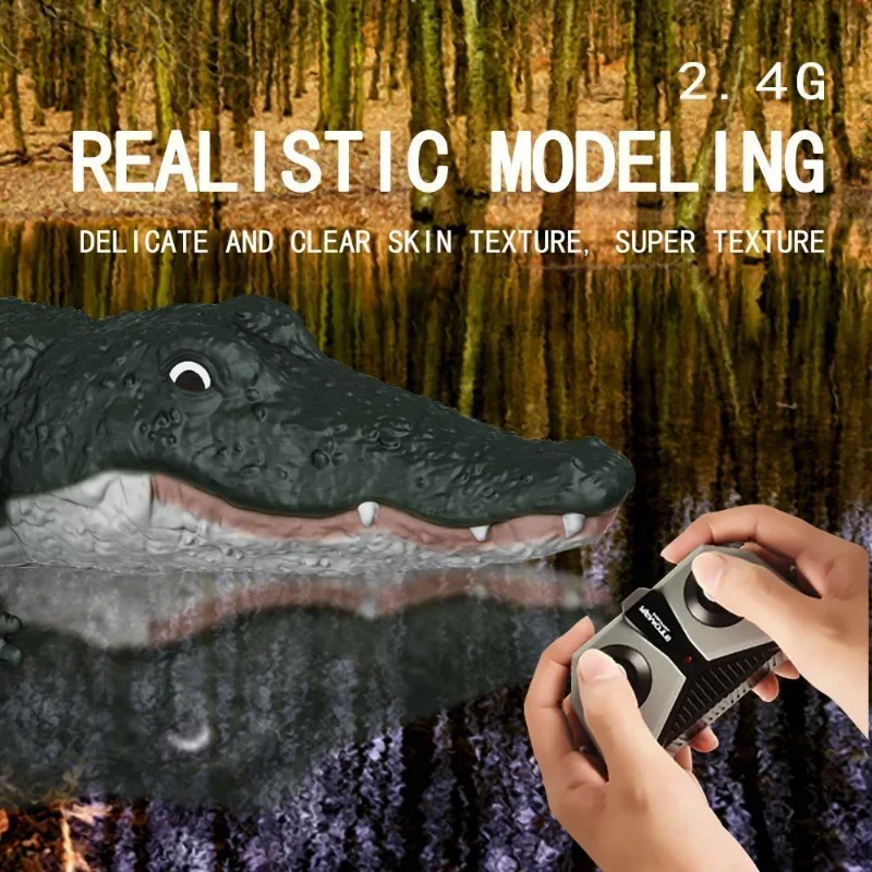 RC Boat Ship Toy Simulation Crocodile Head 2.4G Remote Control Joke Alligator Decoy Electric Toys Summer Water Spoof Toys Gift 3
