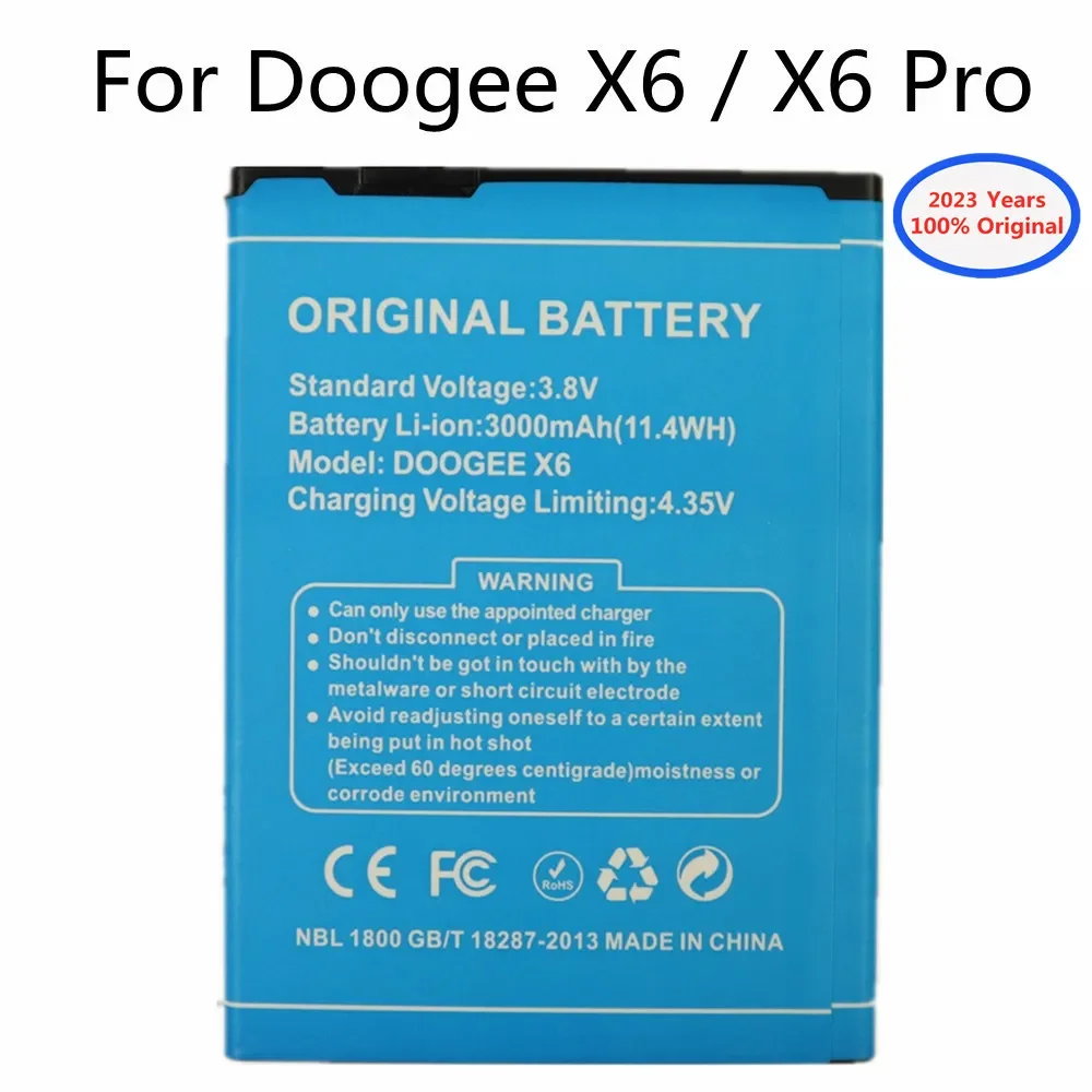 

2023 Years 100% Orginal Battery For DOOGEE X6 / X6 Pro 3000mAh Replacement Cell Phone Battery Batteries Bateria In Stock