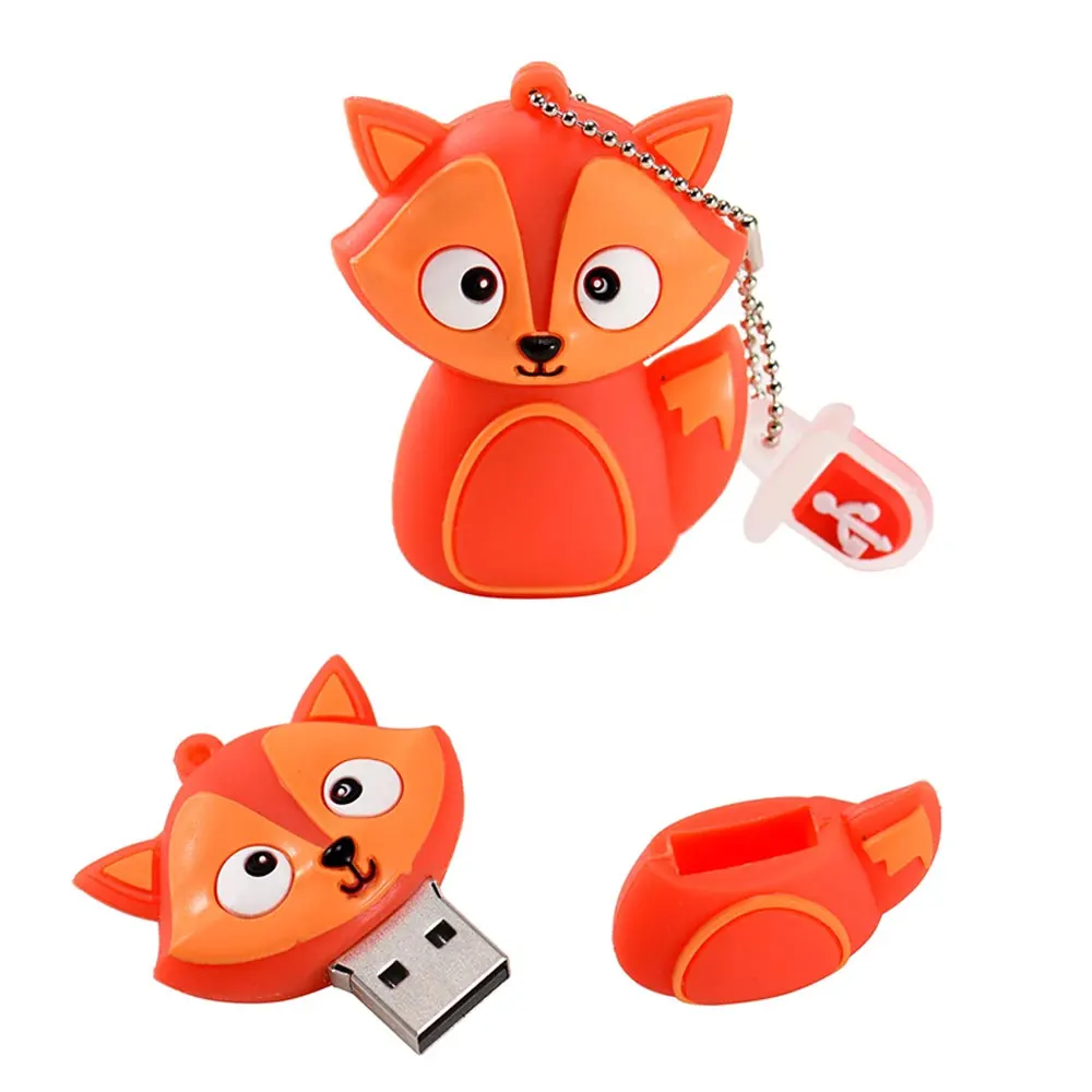 USB Flash Drive Flash Drive 64GB Cute Fox Cartoon Animal Memory Stick