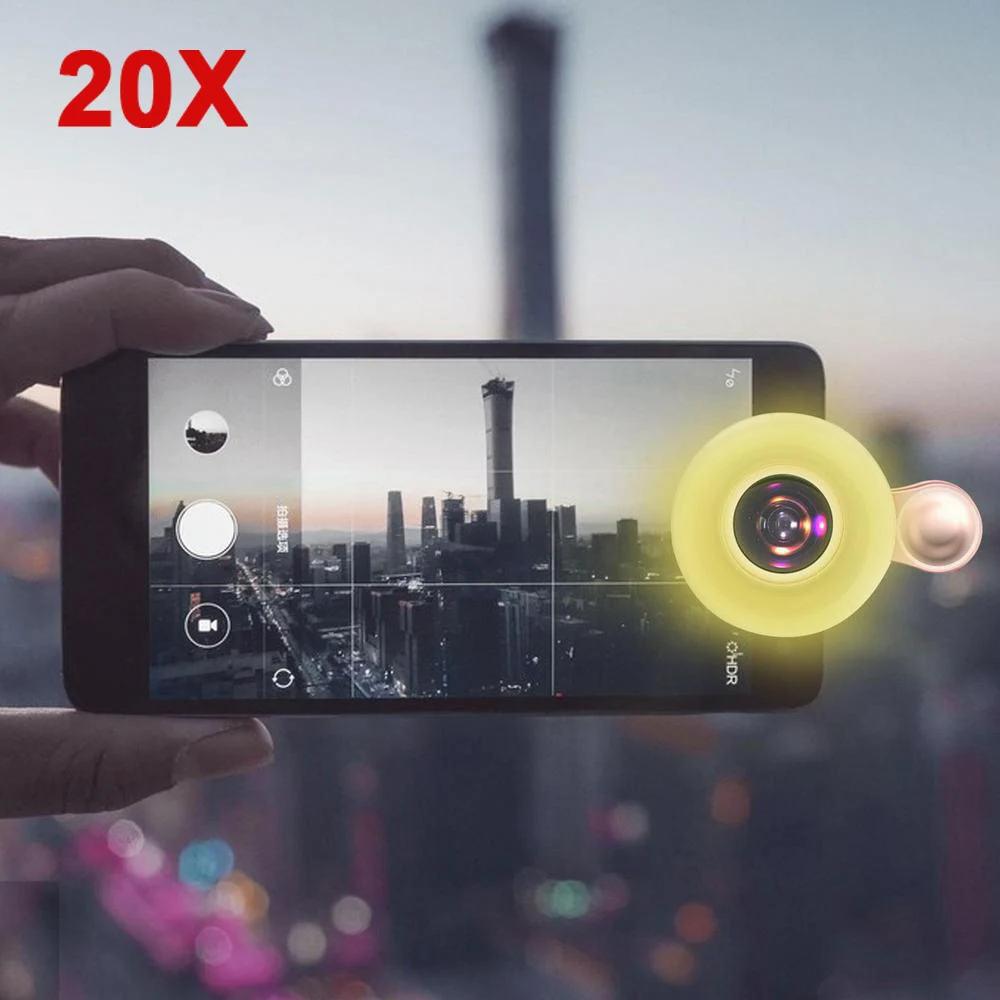 Macro Lens for Mobile 20X Fill Ring Light Selfie Live Lamp Camera Lens with LED Universal Flash Smartphone Portable Light Clip — view 4