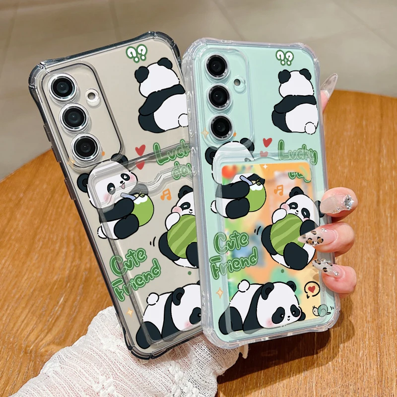 Cute Panda Clear Card Holder Phone Case Cover