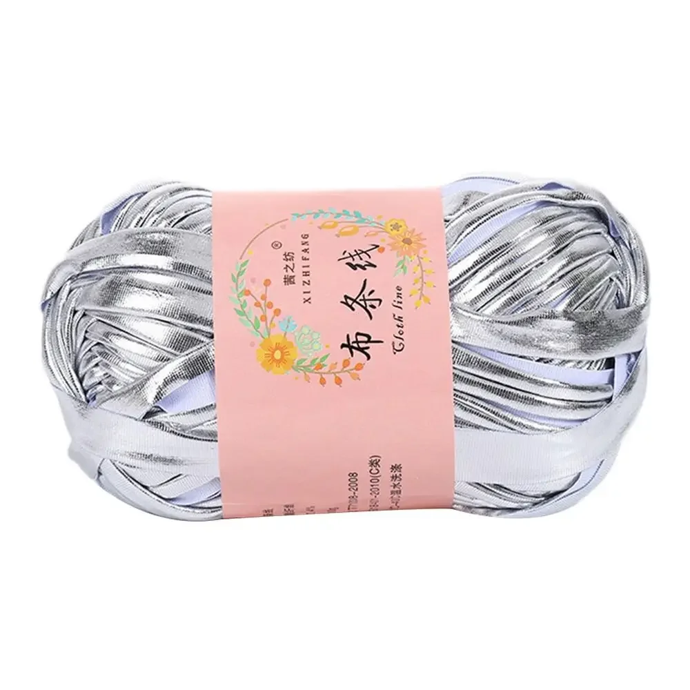 Imitation Leather Crochet Yarn Magic Color DIY Hand Knitting Shiny Yarn Ball