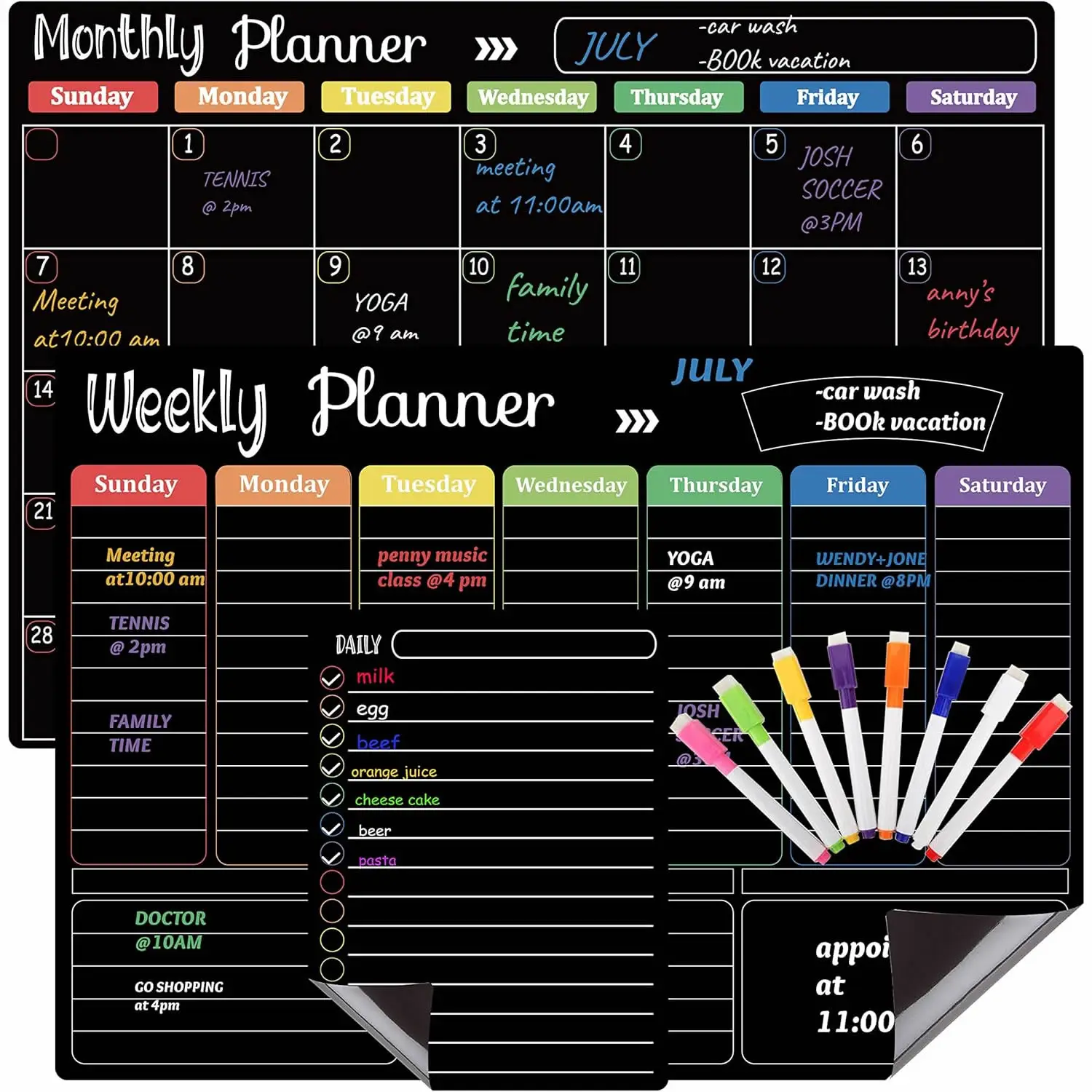 Whiteboard Notebook Set Dry Erase Chalkboard Paper Hivillexun Dry Erase Boards Set 3 Magnetic Boards for Refrigerator Monthly Weekly Organizer & Daily Notepad Wall