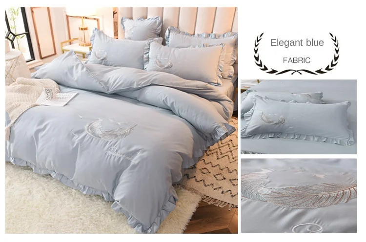 4-Piece Bedding Set Fashion Lace Girl Bedspread Skirt Solid Color Bed Linens King Queen Size Bed Cotton Pure Sheet Quilt Cover duvet sets