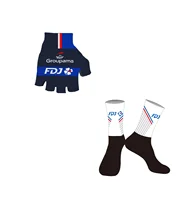 2024 Groupama Fdj Team  One Pair Half Finger Cycling Gloves + ONE PAIR CYCLING SOCKS 1