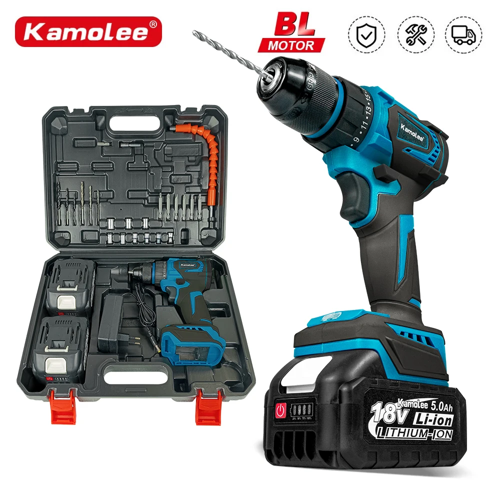 

Kamolee 10MM Brushless Electric Impact Drill Cordless Screwdriver Lithium Battery Charging Hand Drill For Makita 18V Battery