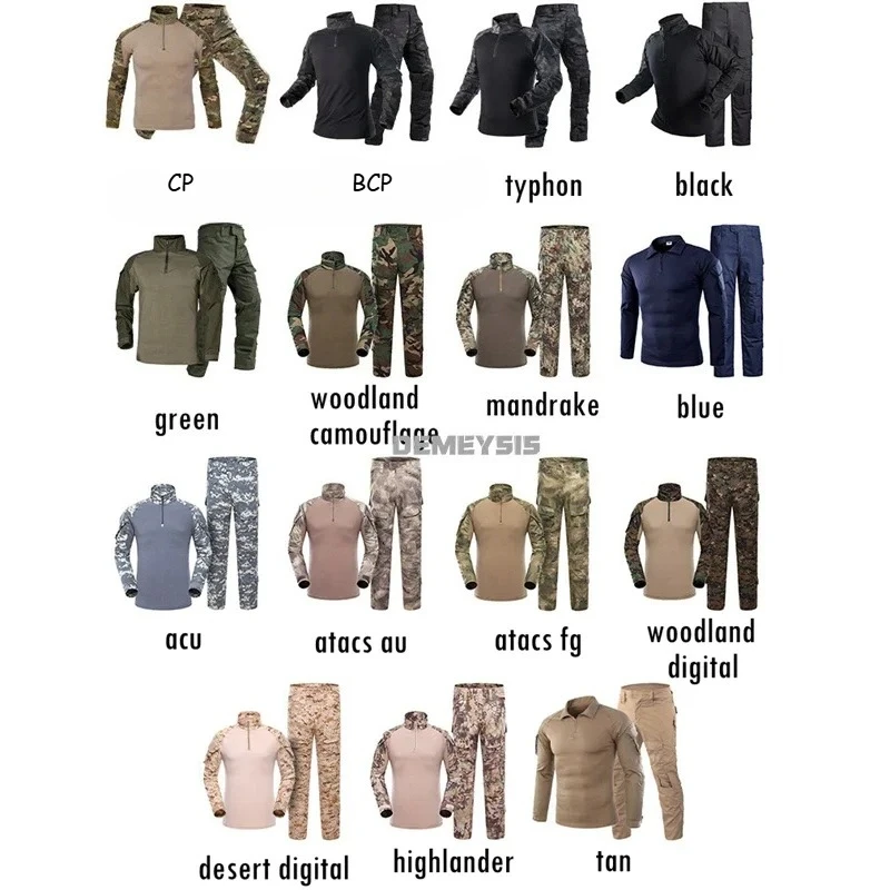 Tenue camouflage tactique confortable manches longues cargo pour paintball pêche sport