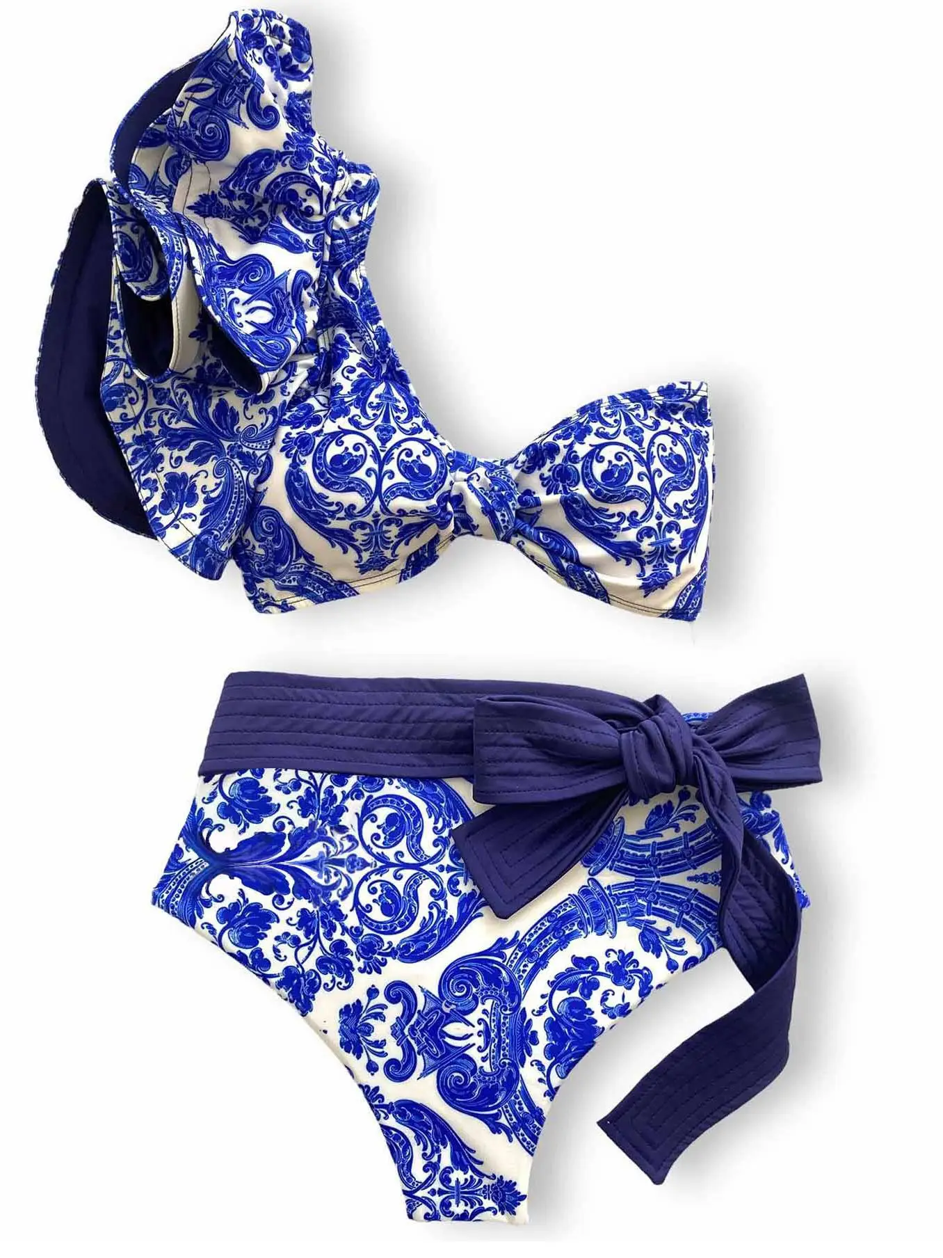 2023VNeckSwimwearOneshoulderBikiniswithBeltSeparateSwimsuit