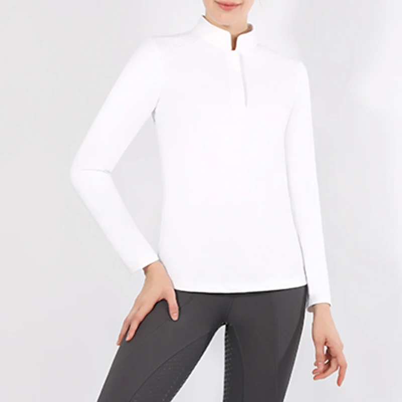 MXLLINA White Equestrian LongSleeve T-Shirts Women Breathable Sport Horse Riding Clothes Training Competition Shirt Gym Top 3