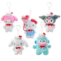 Wholesale 20pcs/lot 12cm Cute monster Kuromi stuffed Doll Melody Cat Plush Toy Keyring Key Chain Gifts 1