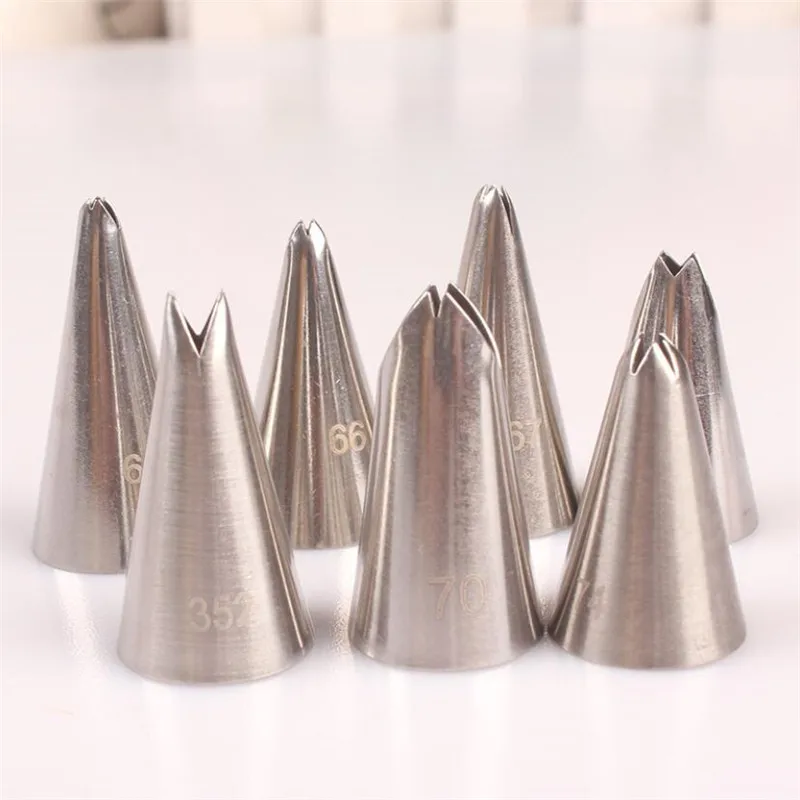 Leaves Cream Metal Tips Stainless Steel Icing Piping Nozzles 7Pcs/set Cake Cream Decorating Cupcake Pastry Tools cake decorating tip set,cake icing nozzles,baking nozzle set,cake decorating nozzle set