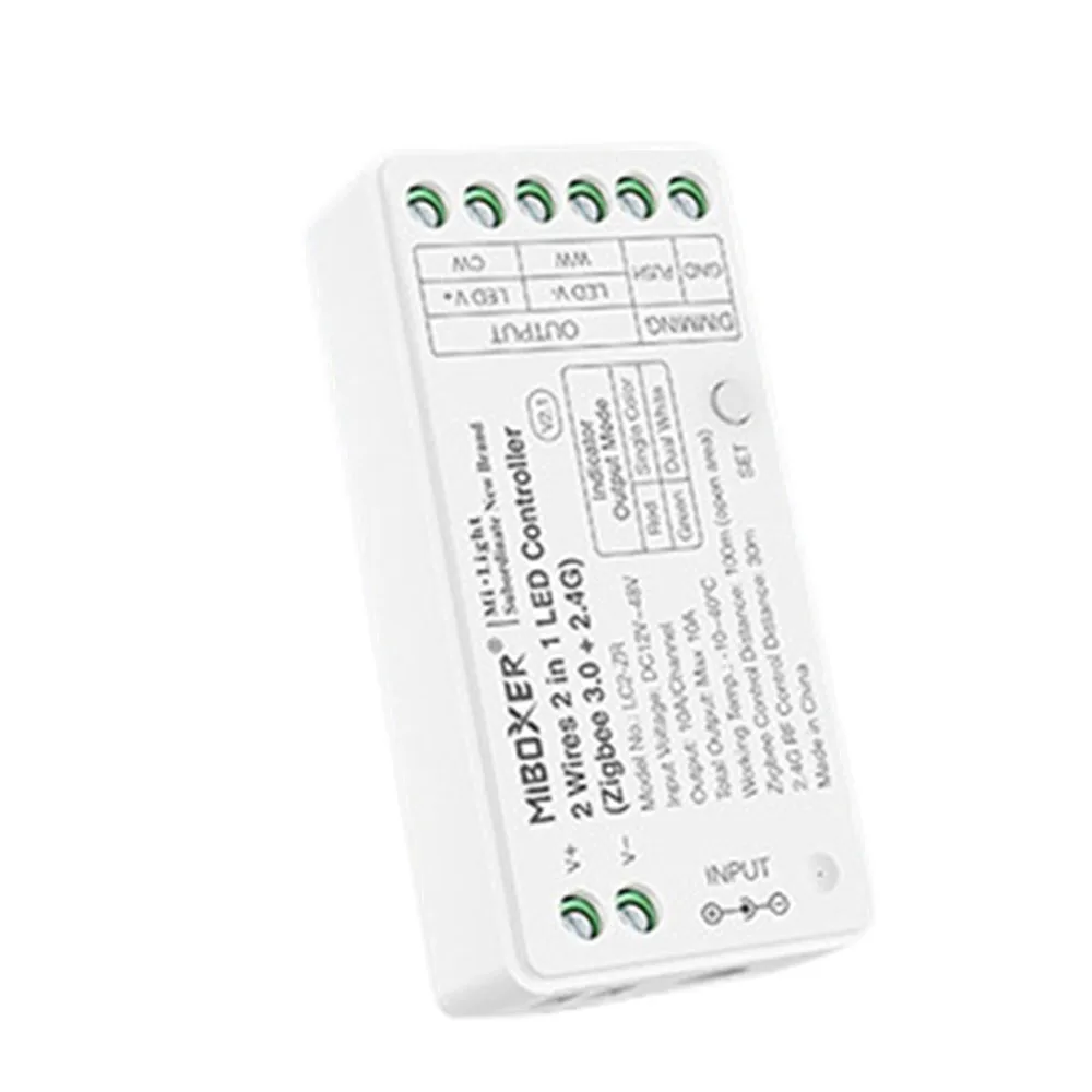 Miboxer Tuya 2.4G Zigbee 3.0 2 In 1 Cct 2 Fili Cob Led Strips Light Dimmer Singolo Colore Dual White Led Strip Controller 12V 24V