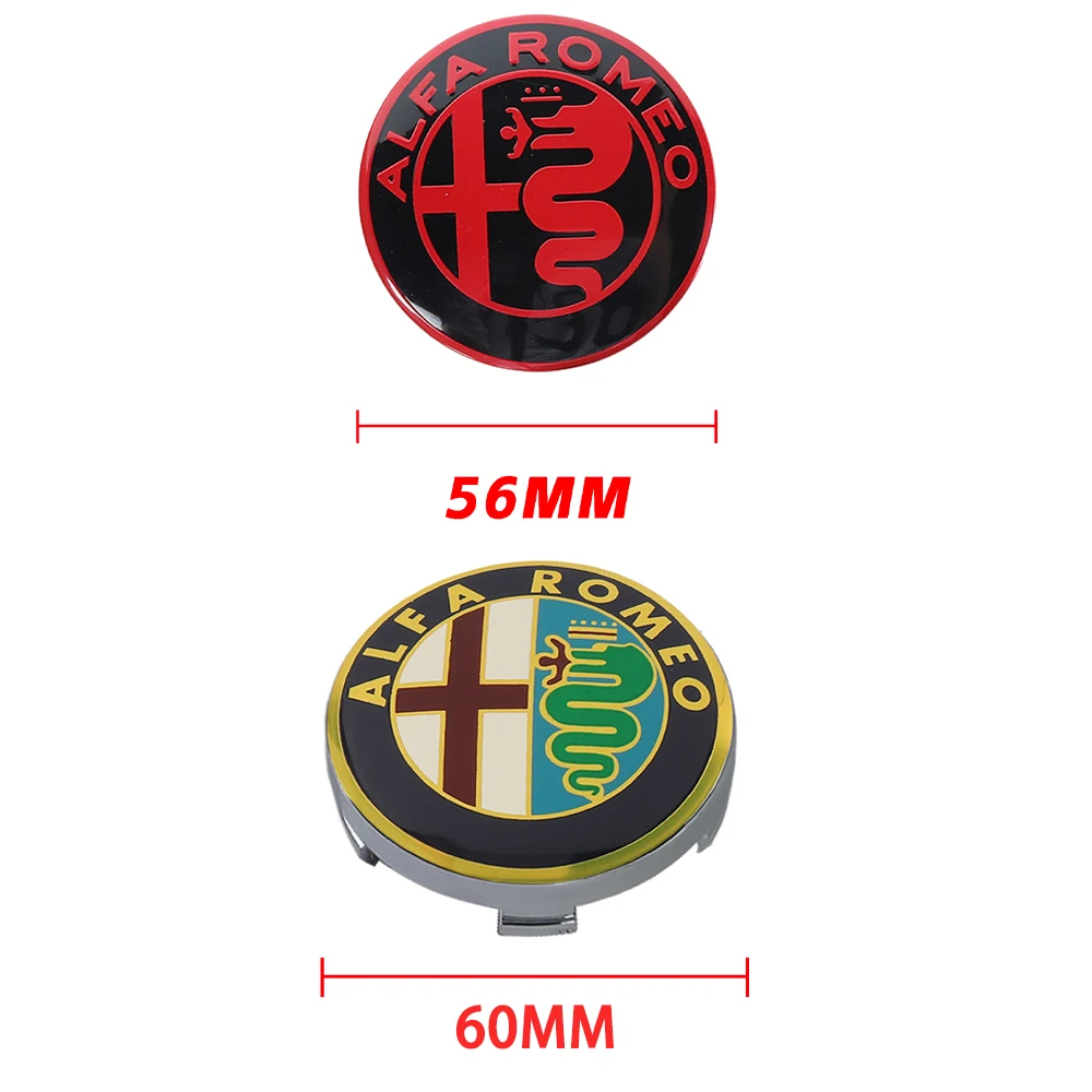 4Pcs 56/60MM Car Wheel Center Hub Caps Sticker Cover for Alfa Romeo Giulia Stelvio Giulietta 156 159 147 Mito Tonale GT 166 car wheel hub covers