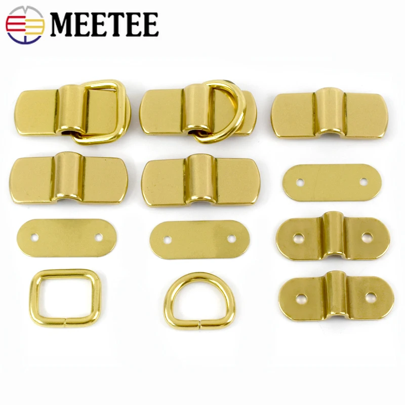 단단한 황동 아치 브릿지 핸들 가방, 사이드 클립 버클, D-링 스퀘어 후크, 수제 가죽 공예, DIY 하드웨어 액세서리, 2 개, 4 개