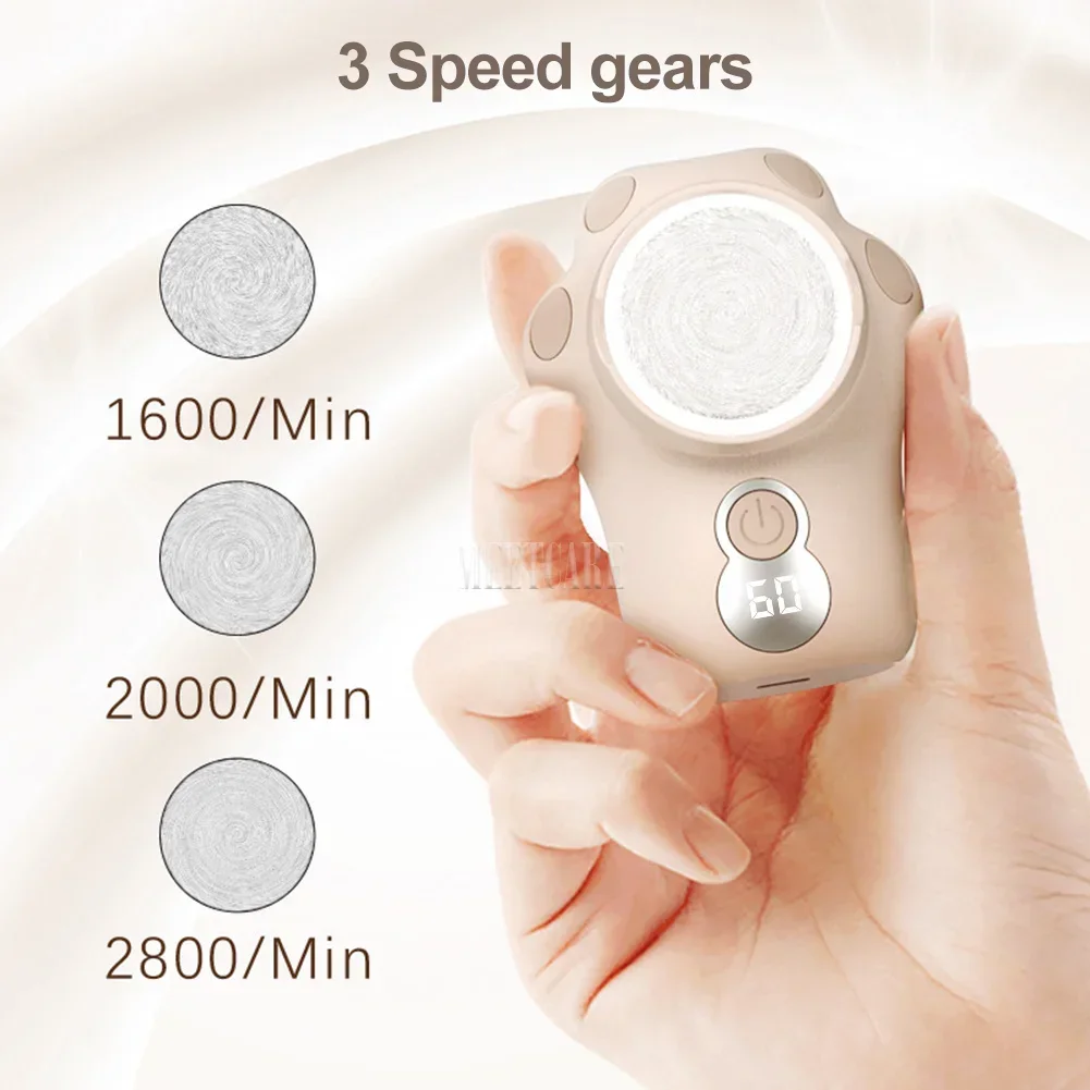 Mini Electric Pedicure Foot Grinder with LED Dry Peel USB Charging 3 Grinding Wheel Waterproof Foot Exfoliating Calluses Tool 2