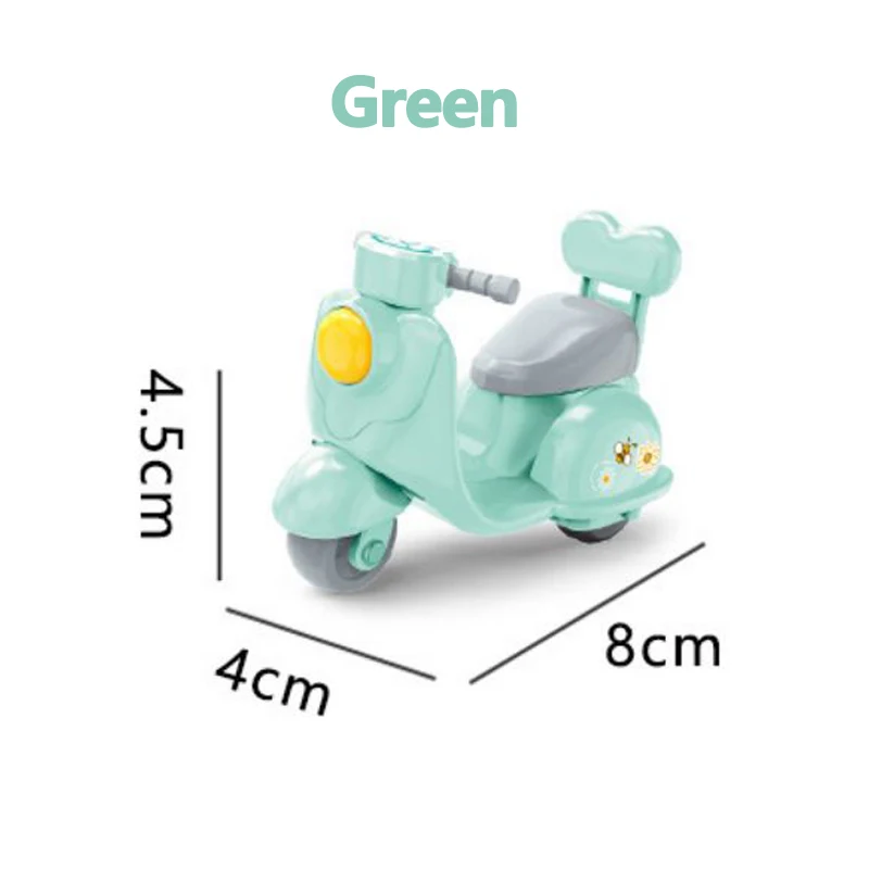 Forest Family 1/12 Green Cartoon Q Mini Pull Back Motorcycle Dollhouse Miniature Furniture Model Set Children’s Toy Girl Gift 5