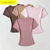 LUNDUNSHIJIA 2024 Summer Sexy Women Basic O-neck Short Sleeve T-shirt Ladies Slim Elasticity Cotton Tee Tops 12 Colors 1