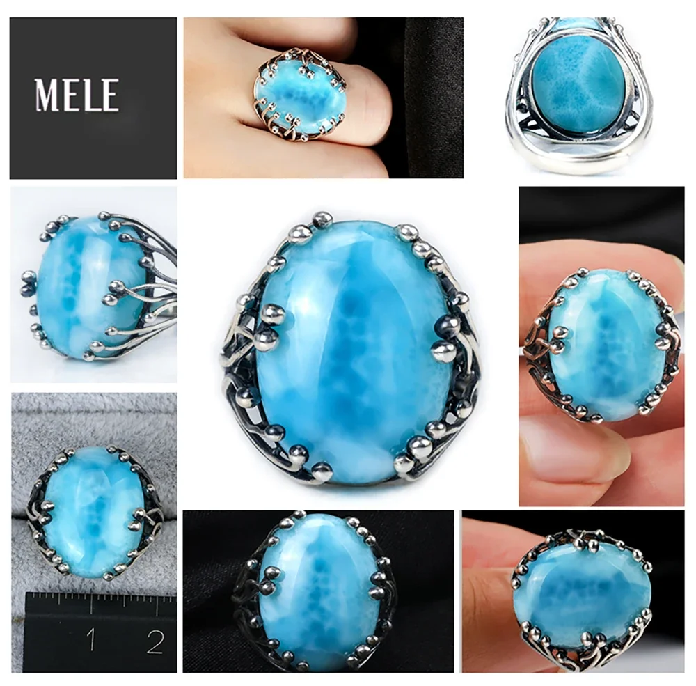 SILVERNROCK Larimar, Anello A Fascia In Argento Sterling 925, Da - Foto 3