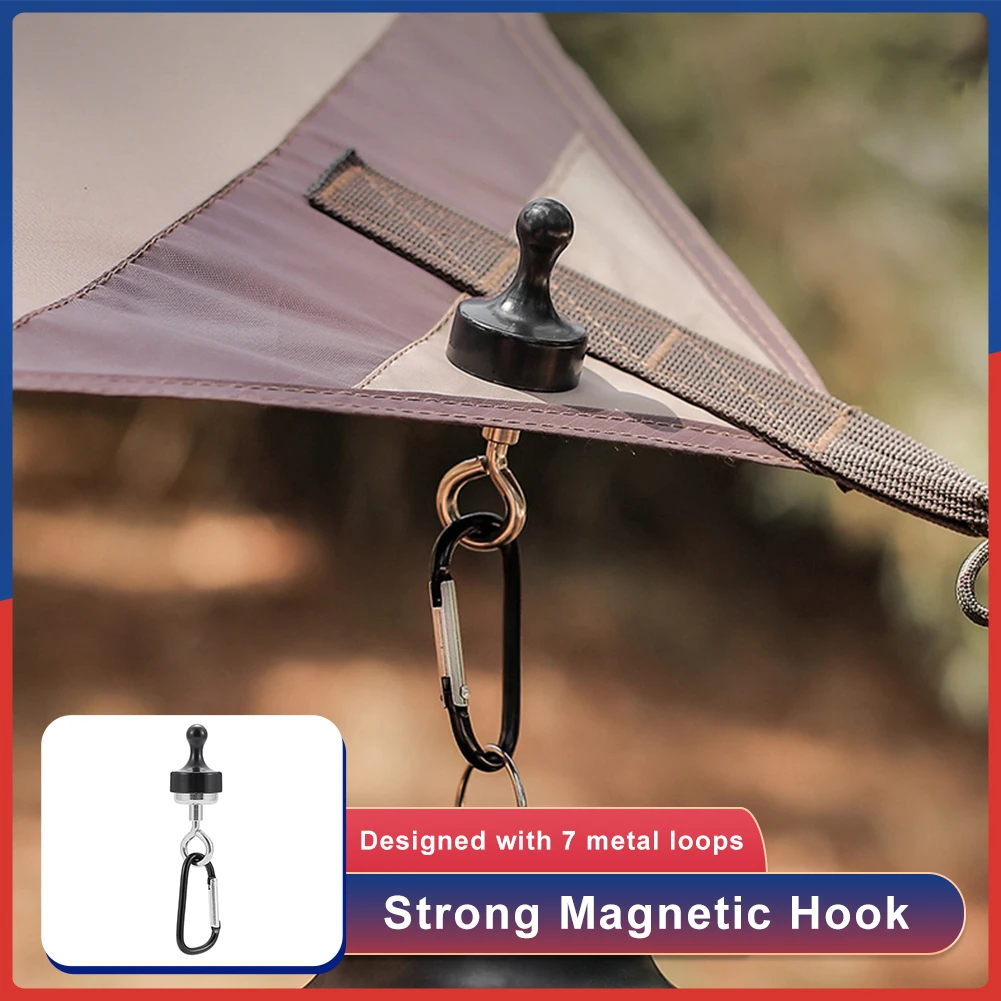 

Camping Magnetic Hook with D Ring Aluminum Alloy Carabiner Detachable Magnetic Hanger Keychain Outdoor Tent Canopy Magnet Hanger