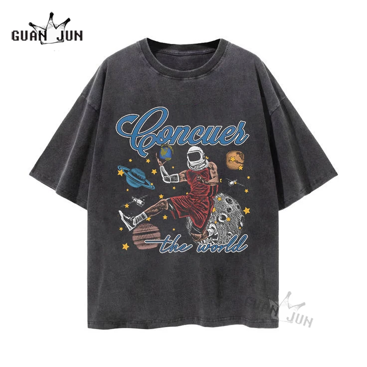 

Футболка мужская с принтом в стиле Харадзюку, уличная одежда в стиле хип-хоп, промытая тенниска с коротким рукавом, хлопковая повседневная майка, лето 2023