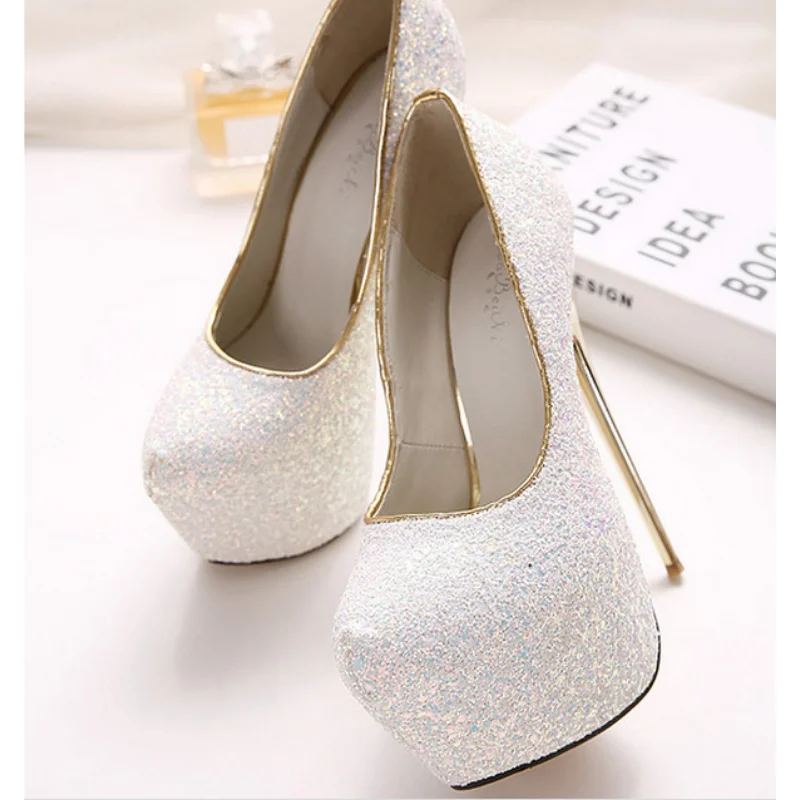 Sexy Big Size 43 44 45 Bling High Heels Pumps Platform Fashion Striptease  Shoes for Women Summer Slip-On Sandals Mujer 2023 - AliExpress