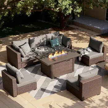 7-Piece Patio Furniture Set with Fire Pit 1