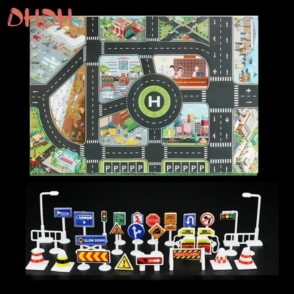 Waterproof Baby Play Mat City Traffic Road Map Mat Carpet City Car Parking Lot Roadmap Traffic Signs Baby Climbing Playing baby play mat play mat