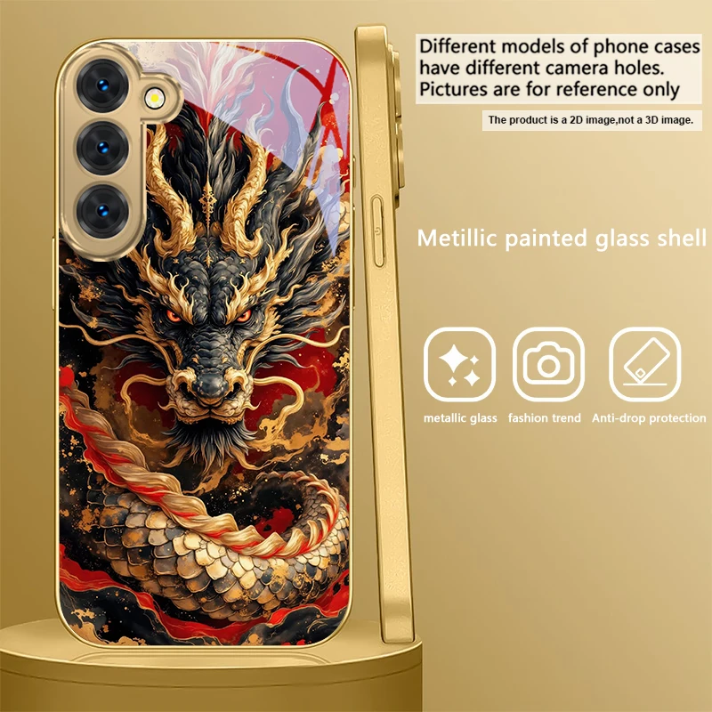 Majestic Golden Eastern Dragon Glass Phone Case
