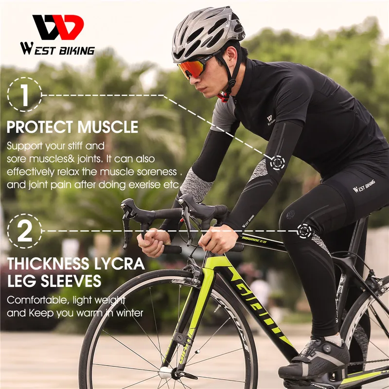 WEST BIKING Winter Fleece Warm Arm Sleeves Breathable Sports Elbow Pads Fitness Arm Covers Cycling Running Basketball Arm Warmer 3