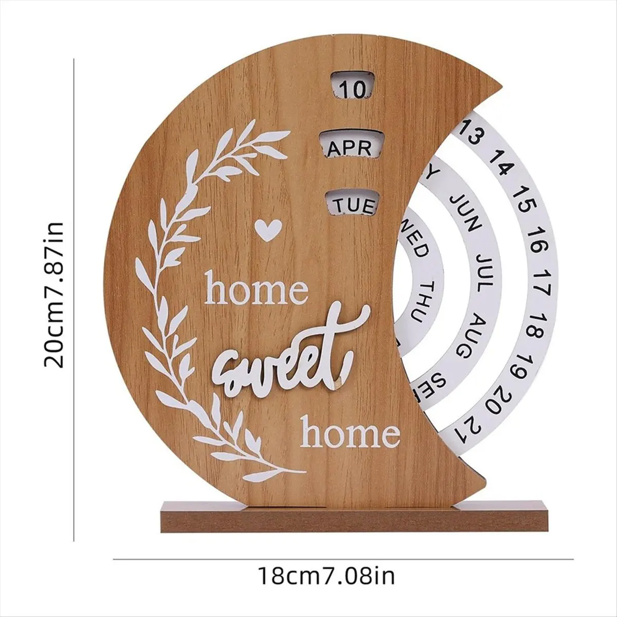 T64C 나무 달력 집 현관 장식 사무실 데스크탑 장식 수동 회전식 책상 달력 스윗 하우스 A