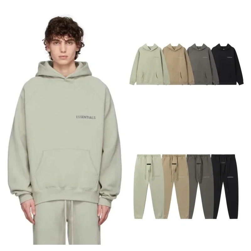 

ESSENTIALS Trendy Brand High Street Men and Women's Couples Plush Sports Two-piece Loose Hooded Sweater Casual Pants