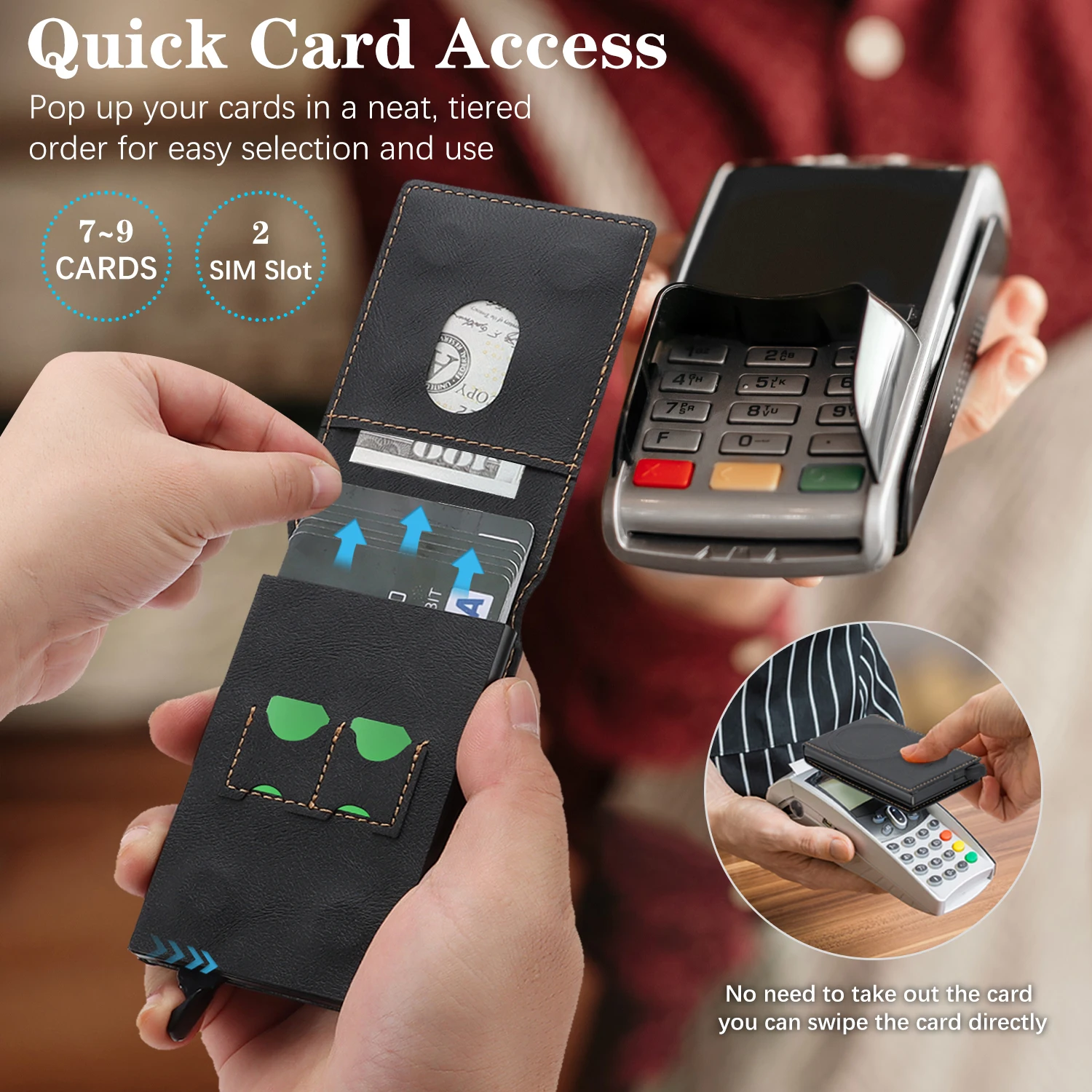 Luxury Faux Leather Case with Magnetic Detachable Card Holder