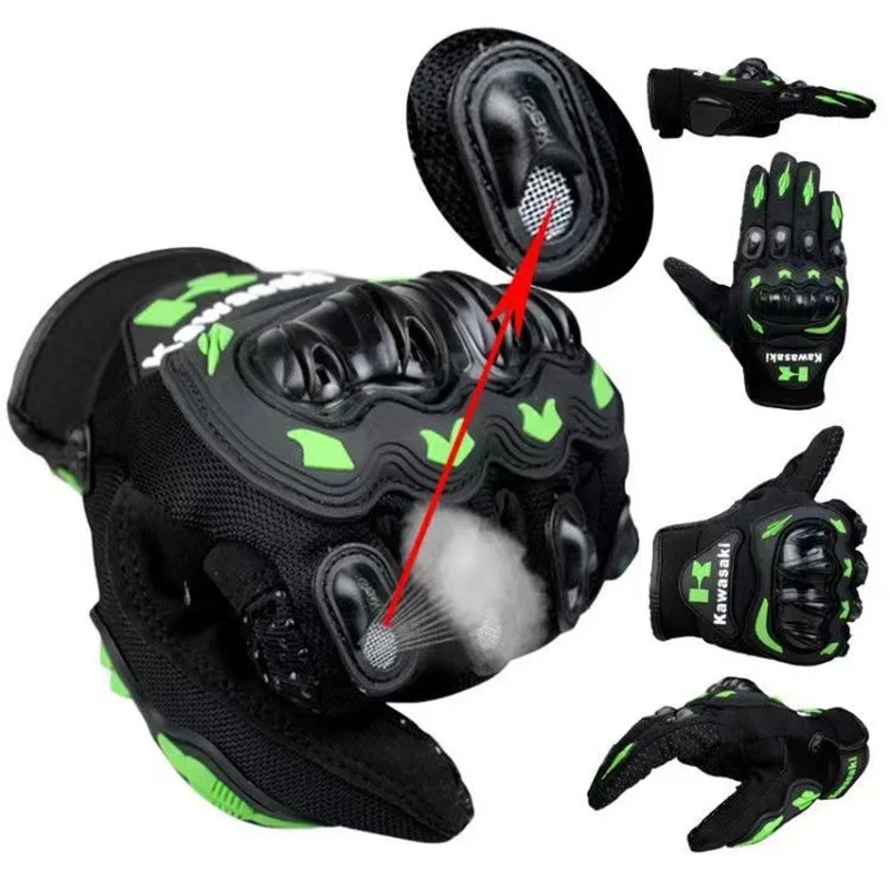 New Kawasaki Motorcycle Gloves Summer Riding Gloves Hard Knuckle Motorbike Tactical Gloves For Dirt Bike Motocross ATV UTV 5