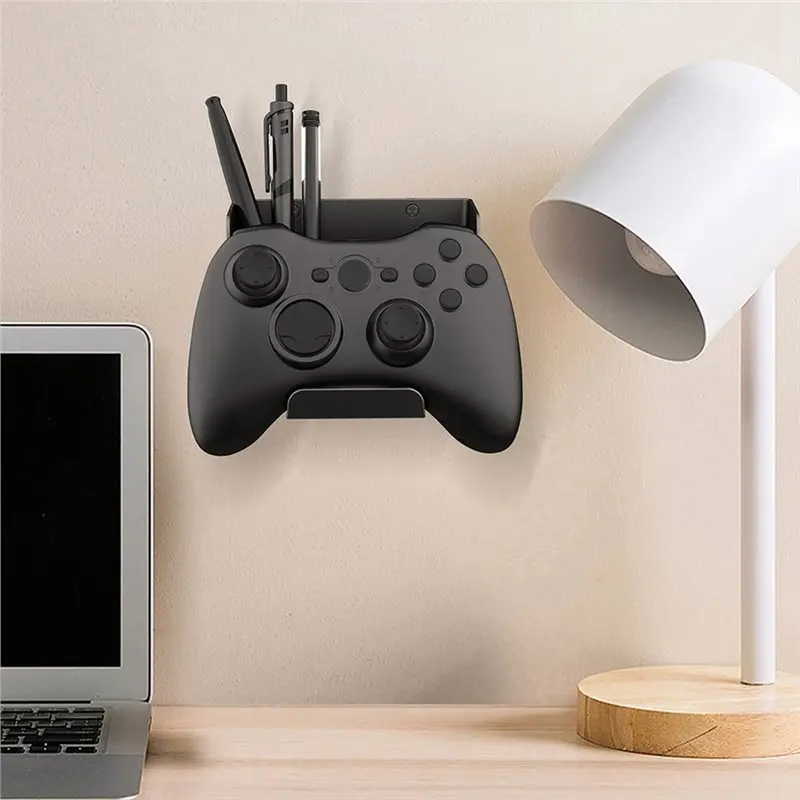 범용 컨트롤러 홀더 벽걸이형 2팩, PS4, PS5, 스위치, 리모컨용 보관함이 있는 헤드폰 걸이, 보관함 포함