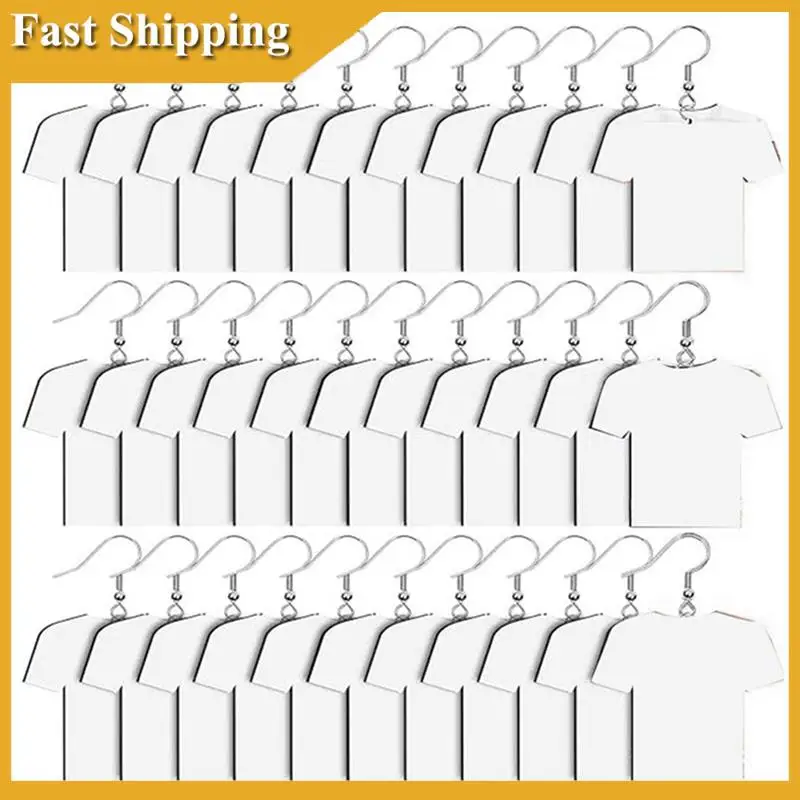 48Pcs DIY Sublimation Earrings Blank Sublimation Earrings Wooden MDF Football Shirt DIY Blank