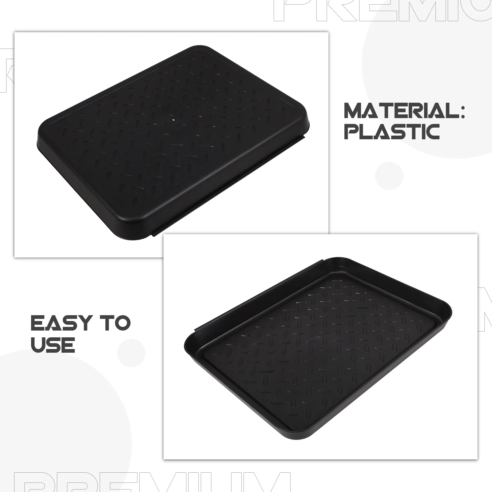 3pcs Shoe Tray Waterproof Nonslip Multipurpose Black Low Profile Thin Drip Tray Outdoor Mat Plastic Boot Large Trays 3