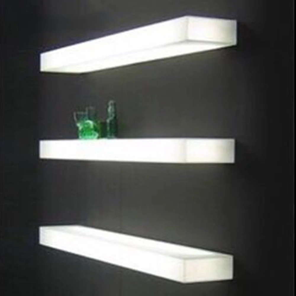wall mounted remote control rgb color changing led lighted bar shelf glass wine display racks light up shoes display shelf