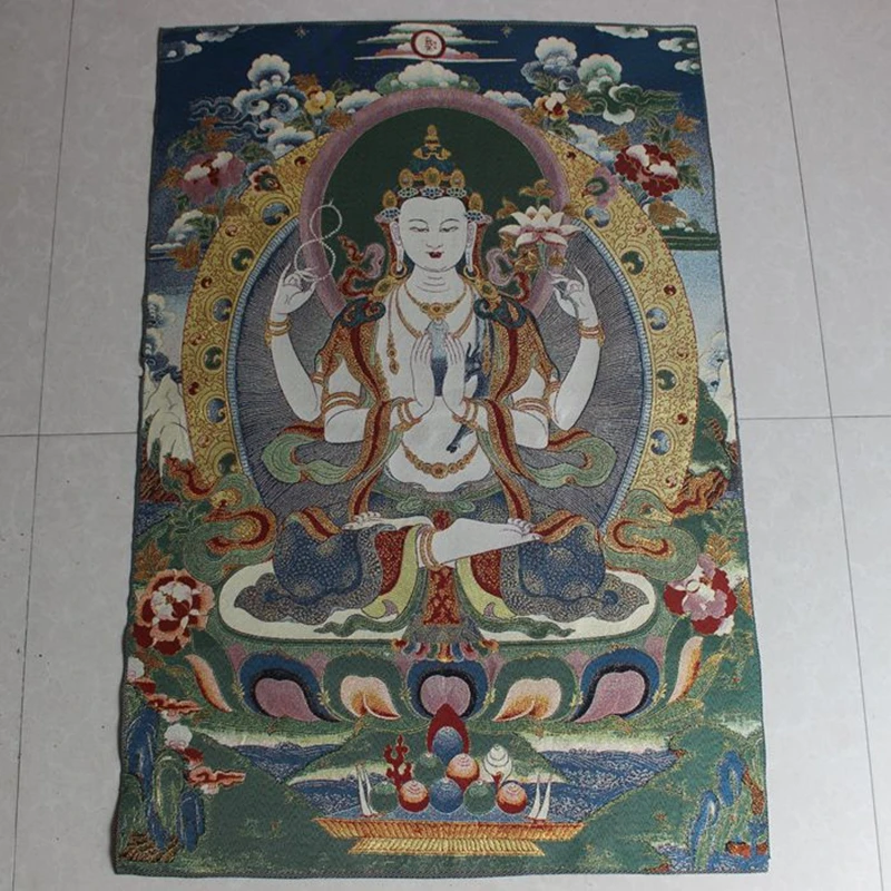 

Embroidery Four-Walled Avalokitesvara Portraits Hanging Paintings Canvas Paintings Buddhist Avalokitesvara Bodhisattva Murals Th