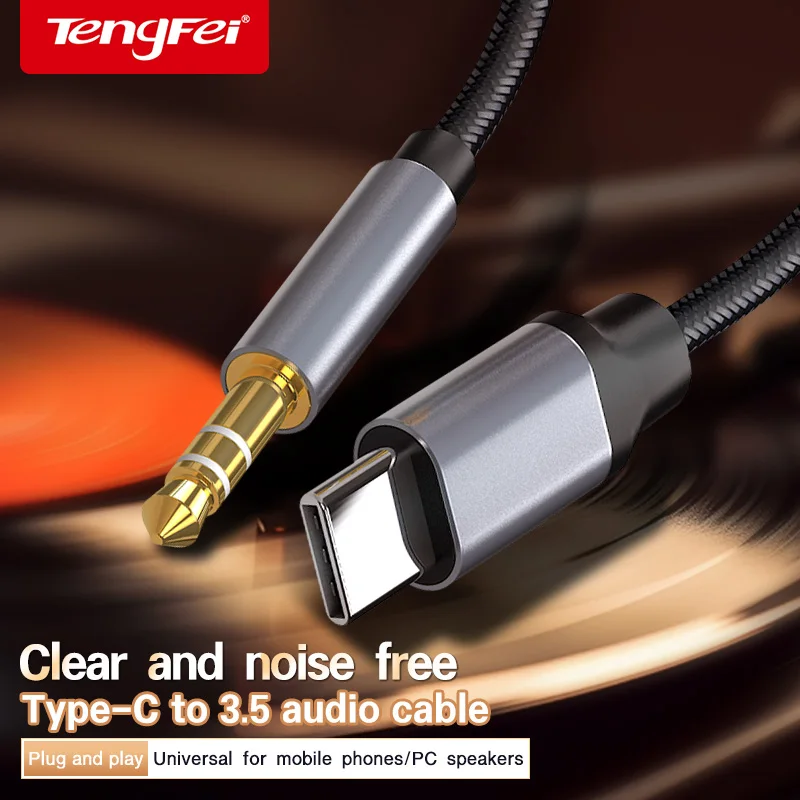 USB Type C to 3.5mm Audio Aux Cable for Headphones, Cars, and Speakers