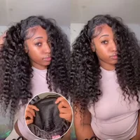 Demi-perruque cheveux humains crépus bouclés sans colle perruque cheveux humains prêt à porter 3 en 1 demi-perruque cordon 180 densité sans colle demi-perruque 2