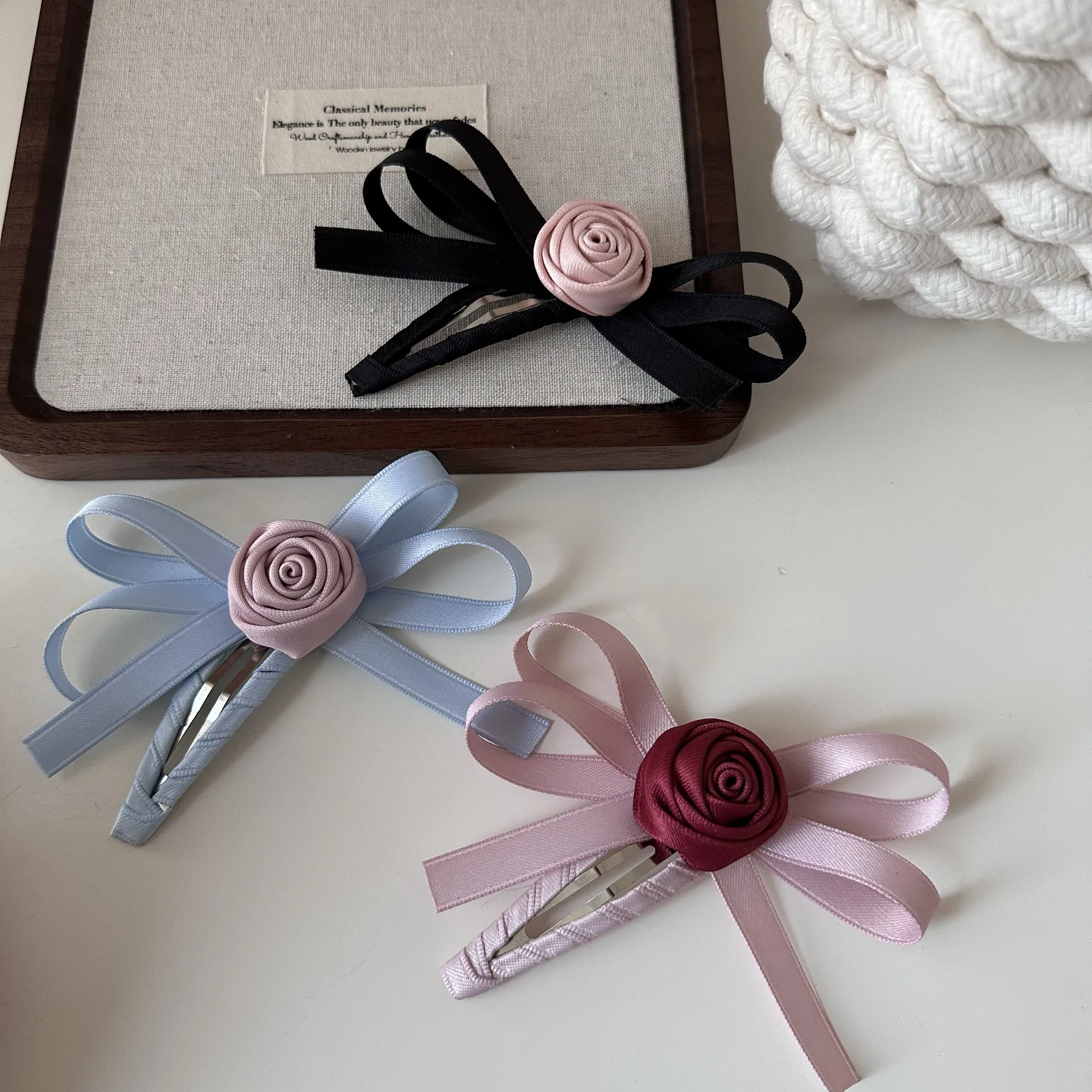 Süße Haarspangen für Damen, Schleife, Rose, Haarspange, Pony, Haarspange, Band, BB-Clip, Kawaii-Haar-Accessoires, süßer Stil, Schleife, Haarspange – Detail 2