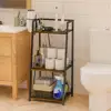 3-Tier Bathroom Organizer with Charging Station USB Ports and Hair Dryer Holder Multi-Functional Storage Shelf Home Use 5