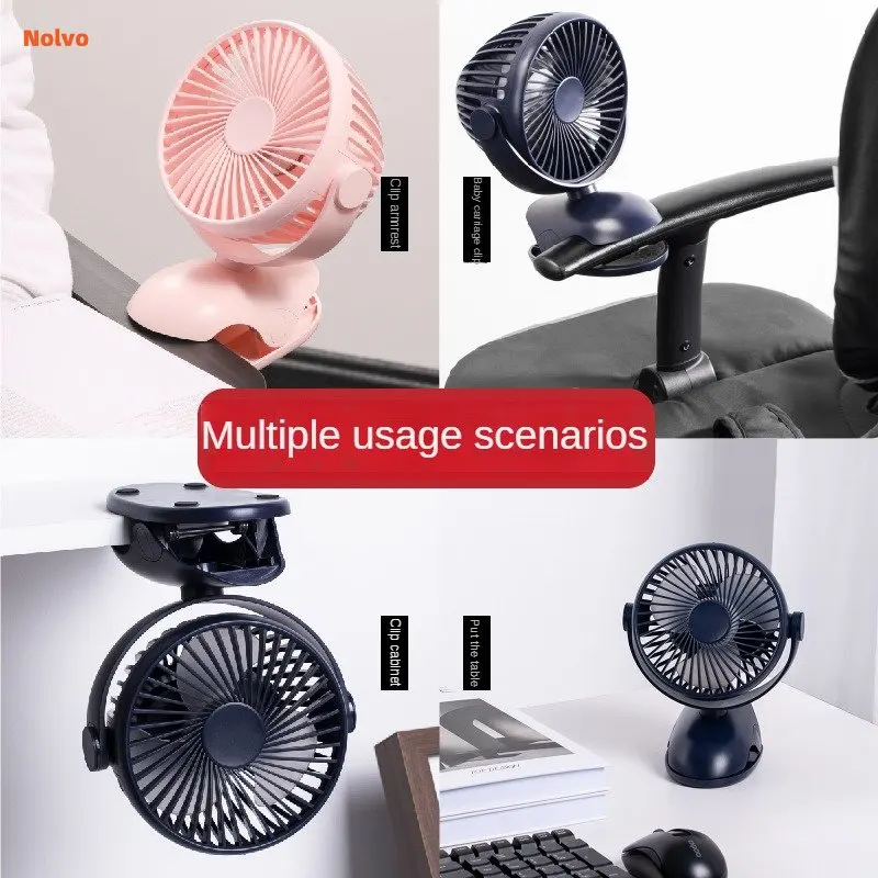 360 Degree Rotation Portable Clip Fan Usb Rechargeable Mini Air Coolers 3 Speeds Adjustable Cooling Fan For Home Office