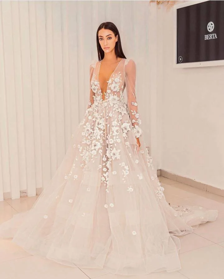 

Lakshmigown Цветочные Свадебные платья с длинным рукавом в стиле бохо 2023