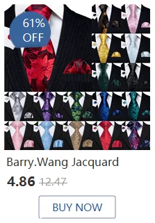Barry Wang Jacquard-Herrenfliege, vorgebundene Fliege, Einstecktuch, Manschettenknöpfe, Set, Rot, Grün, Elfenbein, vorgebundene Fliege, Hochzeitsfeier – Detail 33