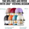 Glass AirFryer 5 Quart w/ 360 Visibility, Self-Cleaning, 400F Vortex Air Fryer for Even Cooking, BPA-Free 4