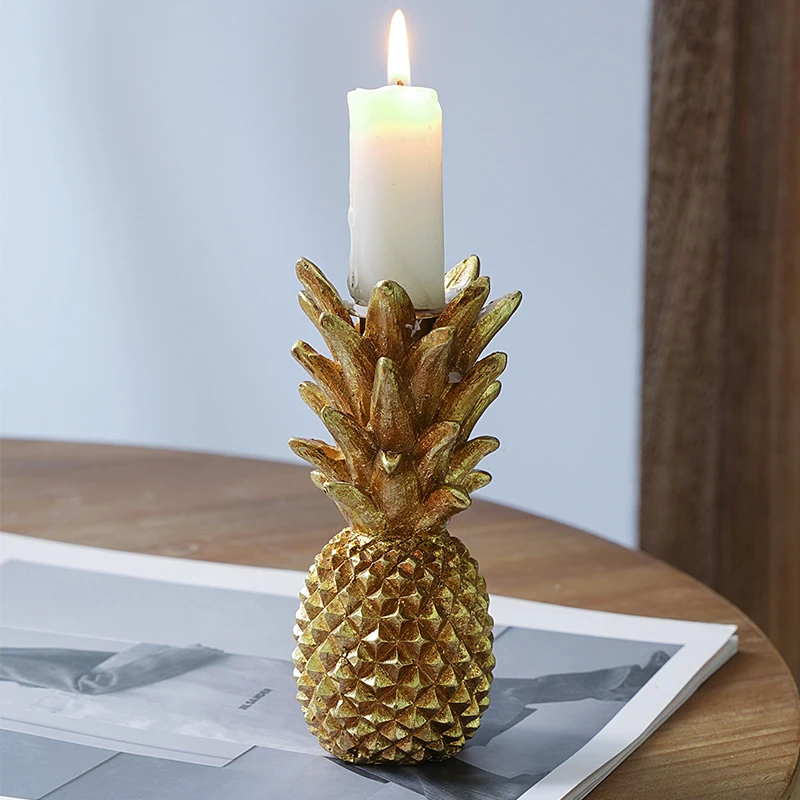 1PC, 4.5* 2.2-inch creative distressed golden pineapple-shaped candlestick