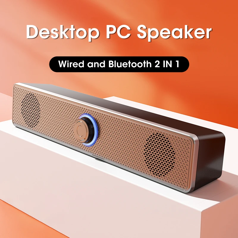 Desktop PC Speaker With Microphone Computer Speakers Bluetooth Wired Mic 4D Surround AUX Soundbar Stereo Subwoofer Sound Bar